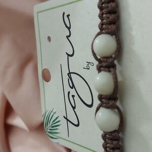 Tagua Vegetable pearls tagua nuts Cotton cord boho adjustable bracelet Anklet